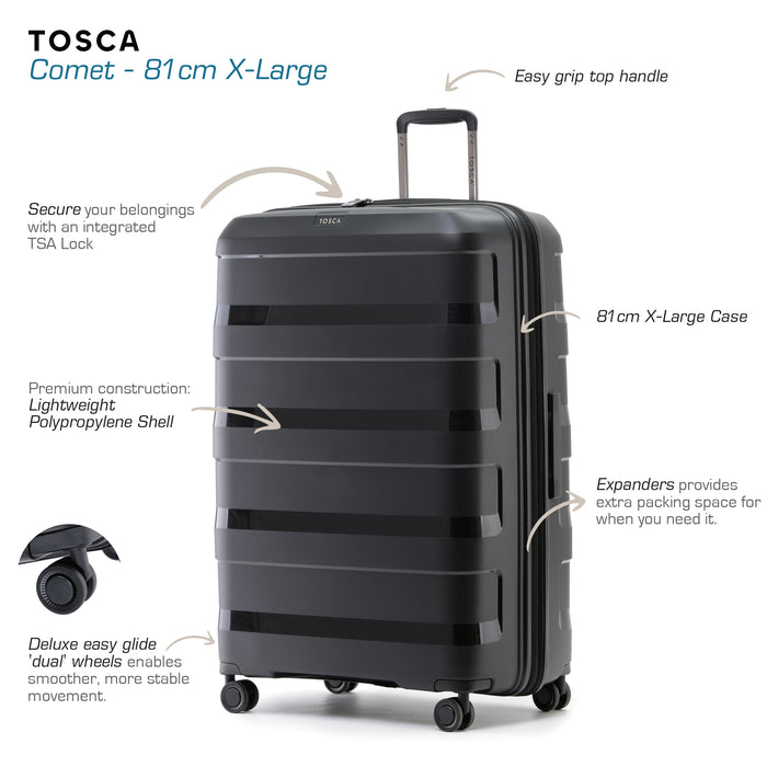 Comet 81cm X-Large Hard Suitcase - Black