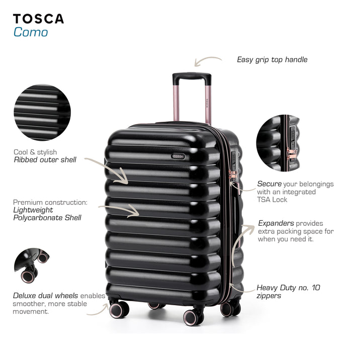 Como 77cm Large Hard Suitcase - Black
