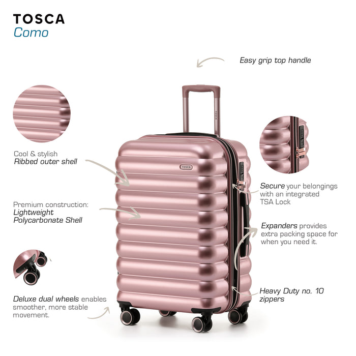 Como 77cm Large Hard Suitcase - Rose Gold