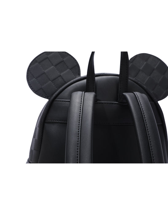 Disney Mickey Mouse Vegan Leather Grided Backpack - Black