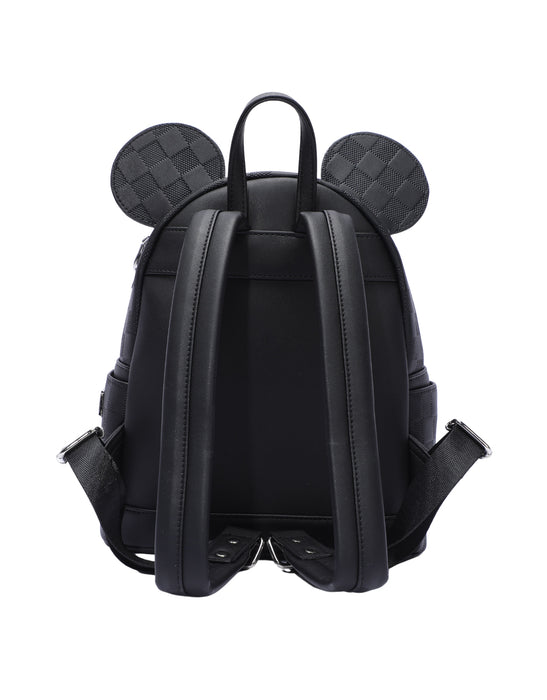 Disney Mickey Mouse Vegan Leather Grided Backpack - Black