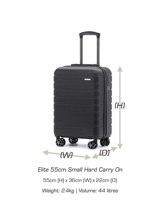 Elite 55cm Small Hard Carry On - Black