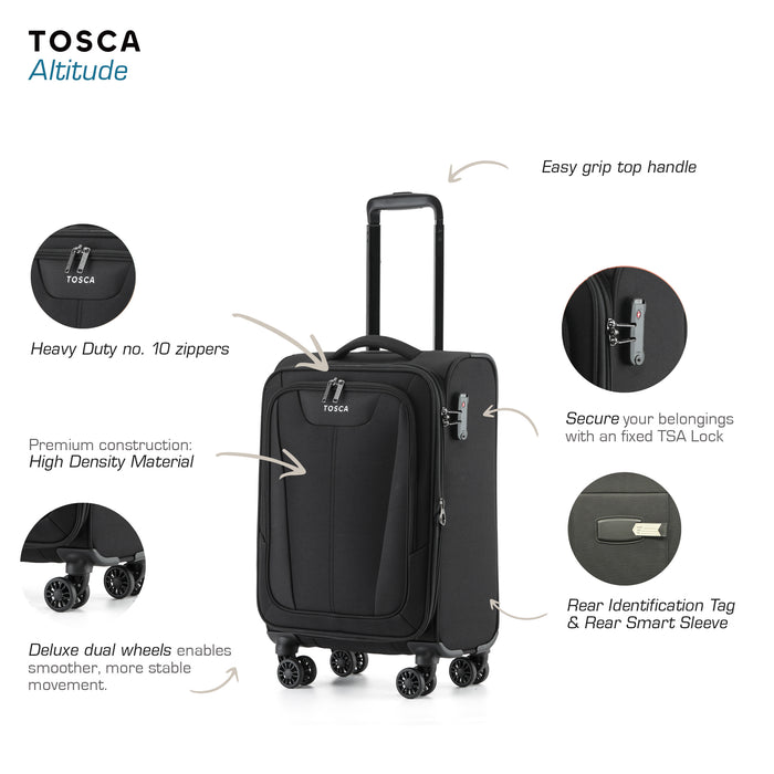 Altitude 55cm Small Soft Carry On - Black