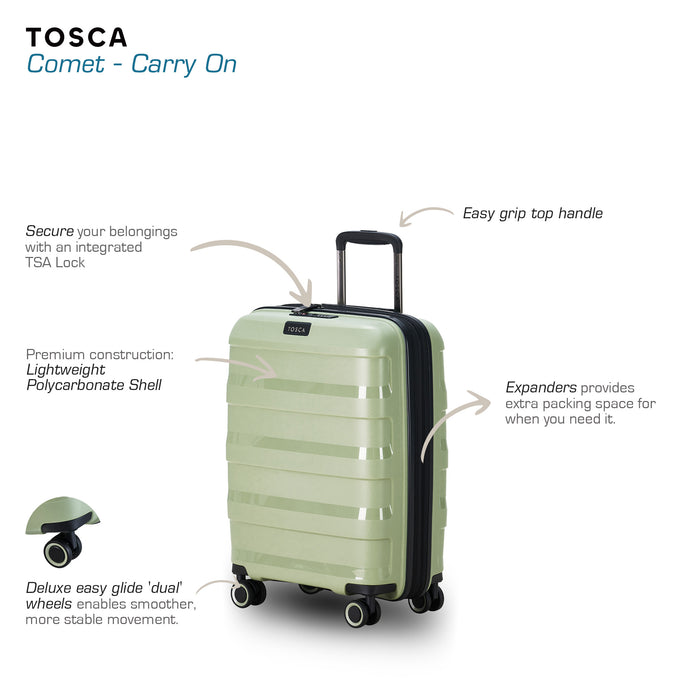 Comet 55cm Small Hard Carry On - Sage Green
