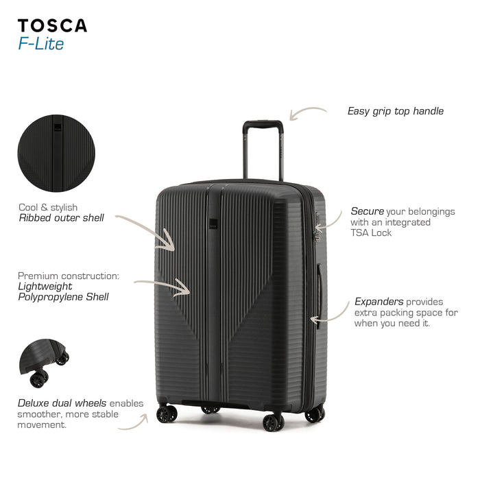 F-Lite 77cm Large Hard Suitcase - Black
