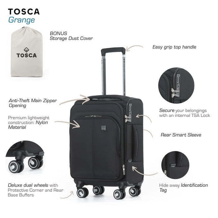 Grange 55cm Small Soft Carry On - Black