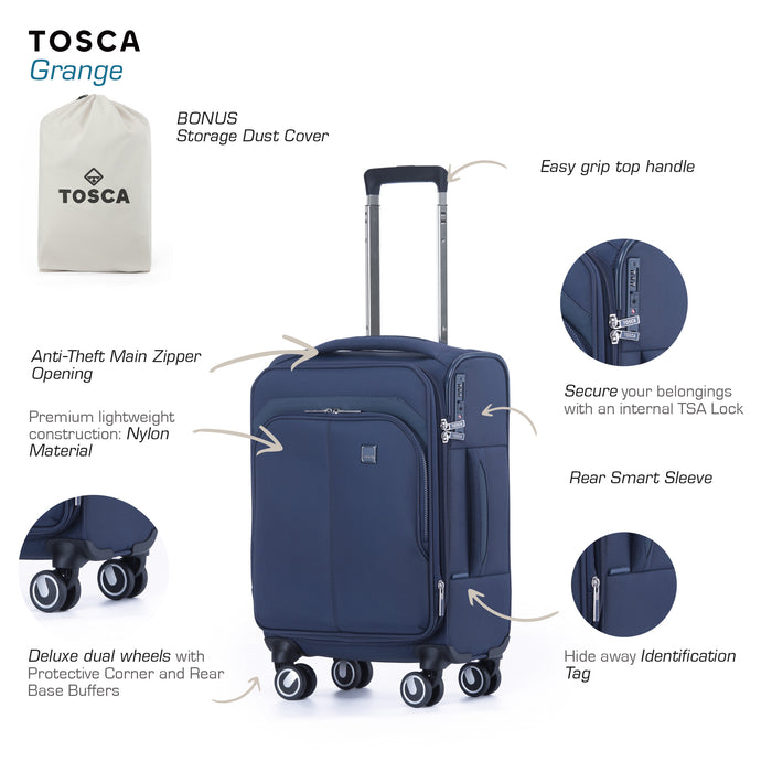 Grange 55cm Small Soft Carry On - Indigo Blue