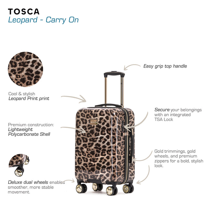Leopard 50cm Small Hard Carry On Suitcase