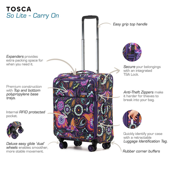 So Lite 54cm Small Soft Carry On - Paisley