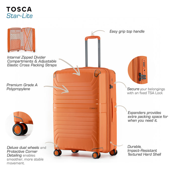 Star Lite 64cm Medium Hard Suitcase - Mandarin
