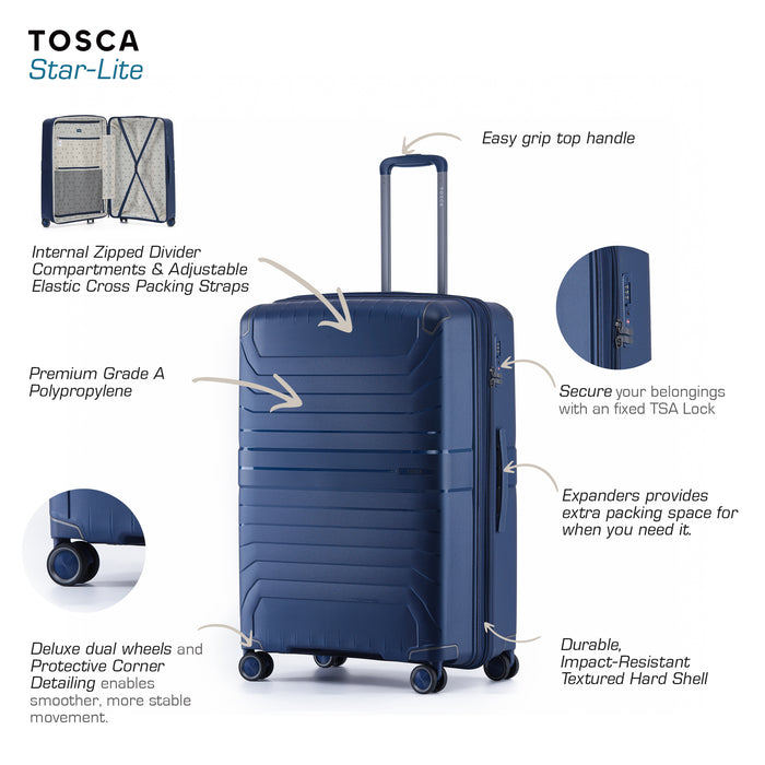 Star Lite 64cm Medium Hard Suitcase - Navy