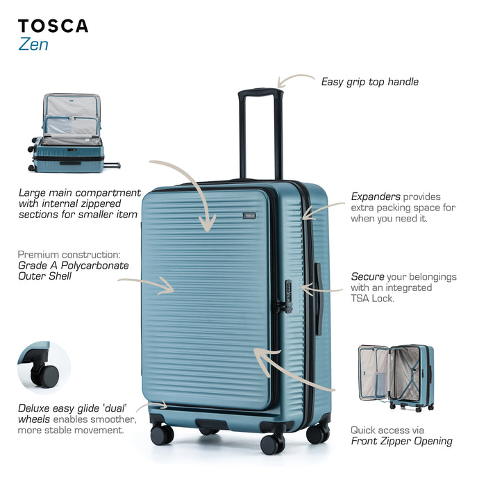 Zen 65cm Medium Front Opening Hard Suitcase - Slate