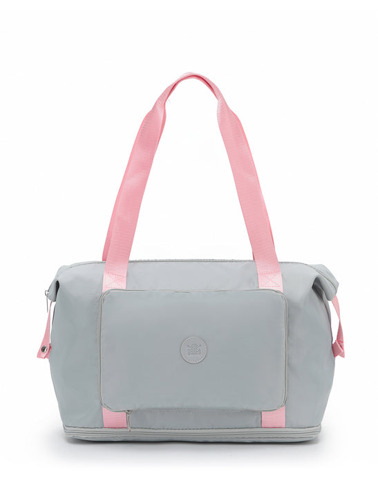 Foldable & Expandable Travel Tote - Grey/Pink