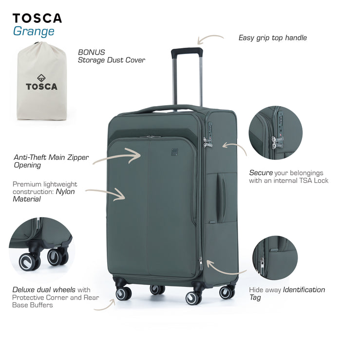 Grange 67cm Medium Soft Suitcase - Cypress Green