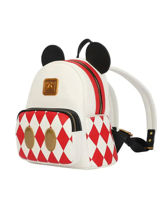 Disney Mickey Mouse PU Leather Fashion Backpack - White/Red