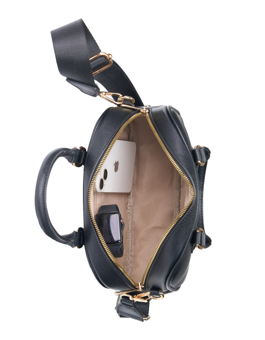 Small Mini Bowler Handbag - Black