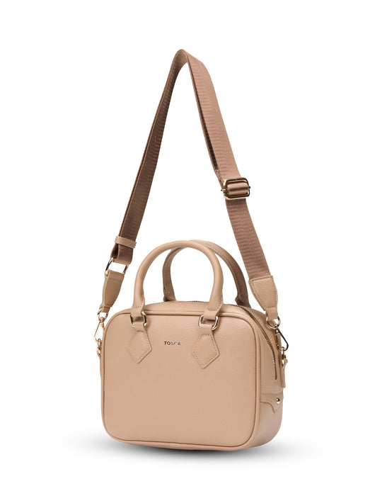 Small Mini Bowler Handbag - Natural - Beige