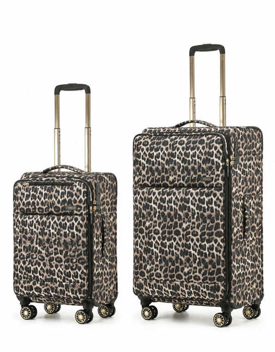 So Lite Soft Suitcase 2 Piece Set – Carry On/Large – Leopard