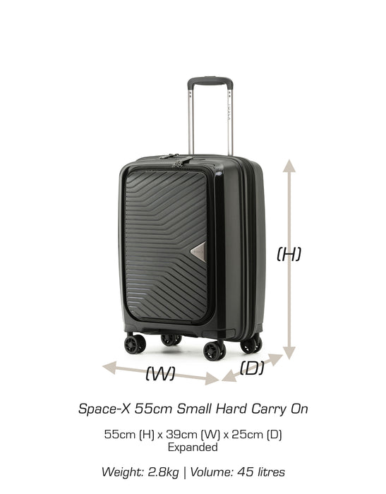 Space-X 55cm Small Hard Laptop Carry On - Black