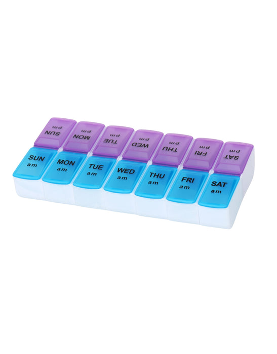 AM/PM Pill Box Organiser - Purple/Blue