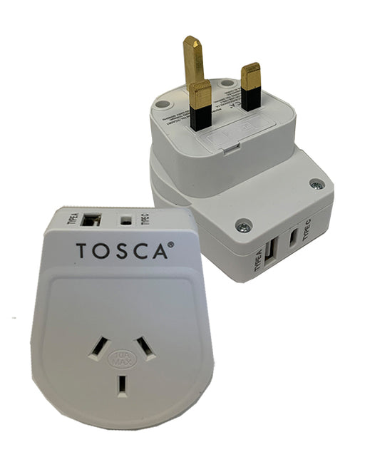 USB A+C & Power Adaptor for UK & Hong Kong