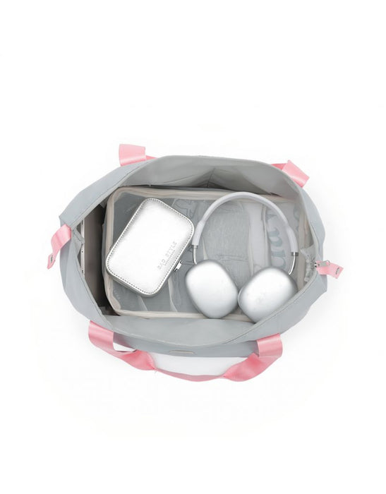 Foldable & Expandable Travel Tote - Grey/Pink