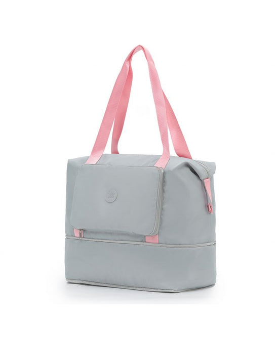 Foldable & Expandable Travel Tote - Grey/Pink