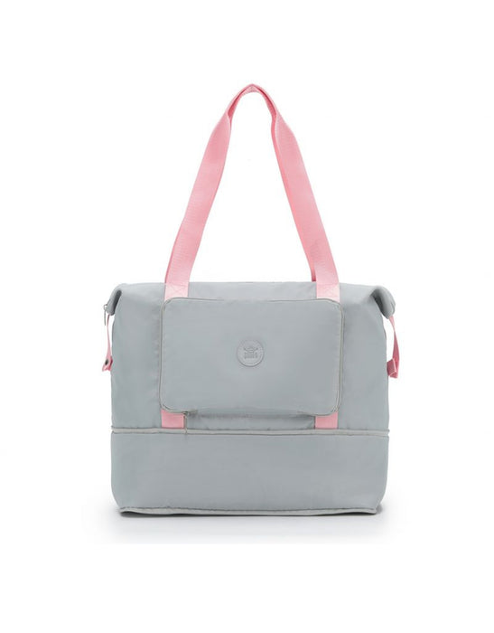 Foldable & Expandable Travel Tote - Grey/Pink