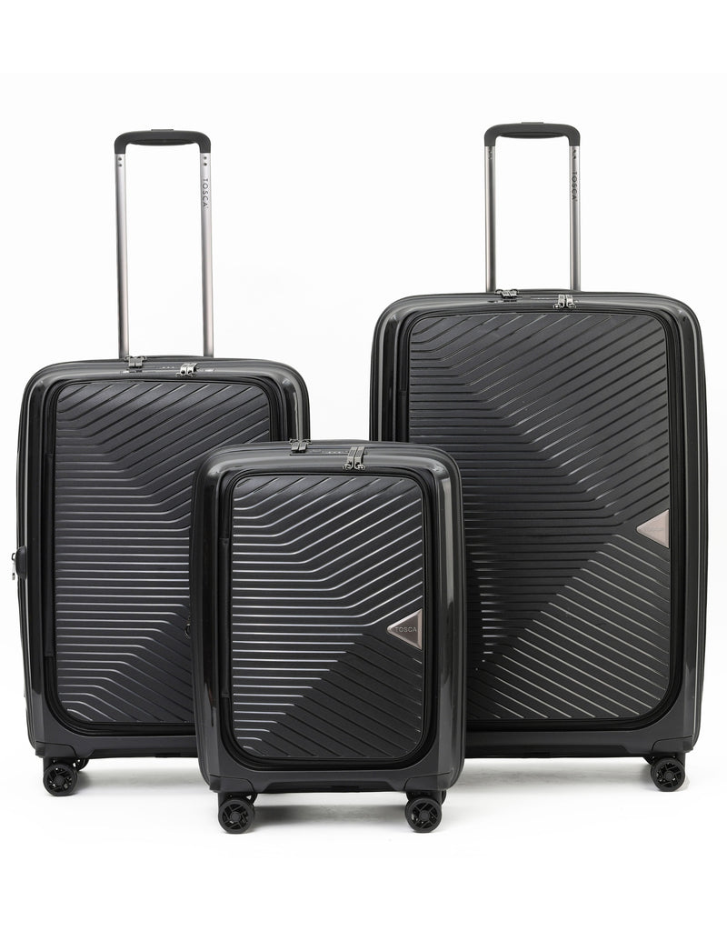 Space-X Dual Opening Hard Suitcase 3 Piece Set - Black