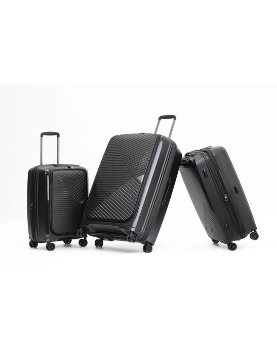 Space-X Duel Opening Hard Suitcase 3 Piece Set - Black