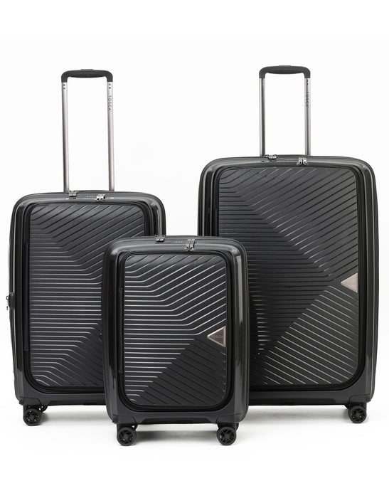Space-X Duel Opening Hard Suitcase 3 Piece Set - Black