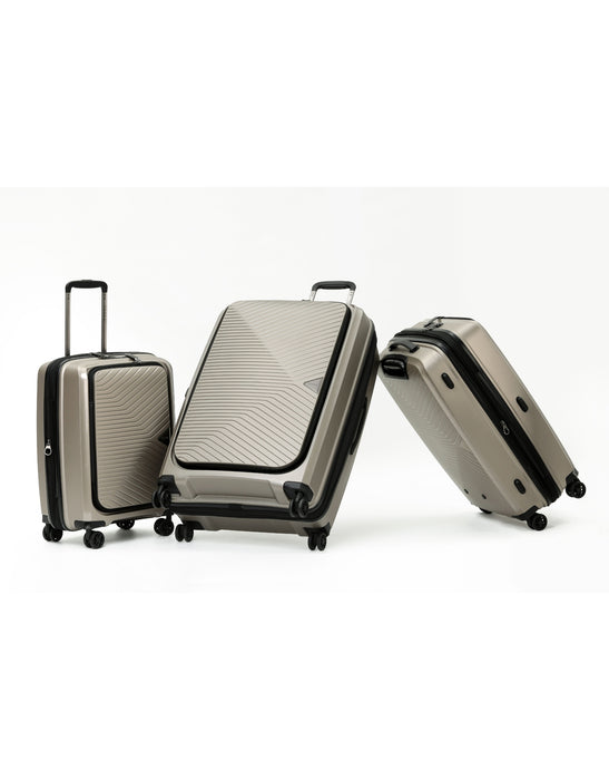 Space-X Duel Opening Hard Suitcase 3 Piece Set - Champagne