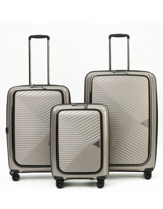 Space-X Duel Opening Hard Suitcase 3 Piece Set - Champagne