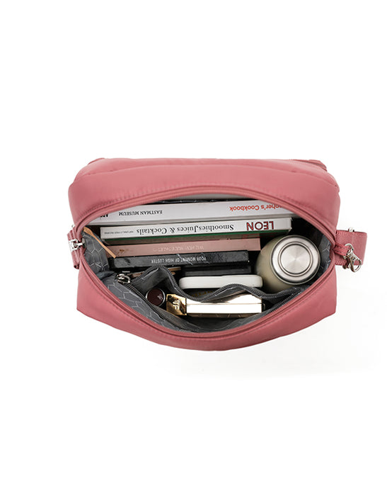 Anti Theft Rectangle Shoulder Bag - Coral