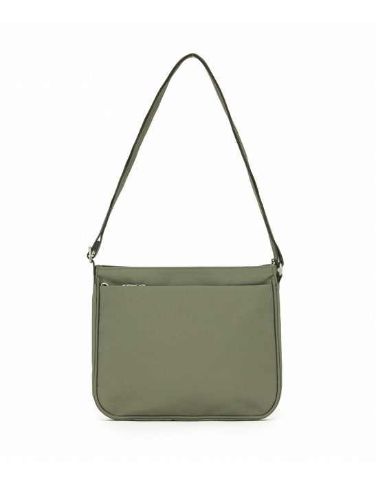 Anti-Theft Square Large Shoulder Bag with Handle - Khaki