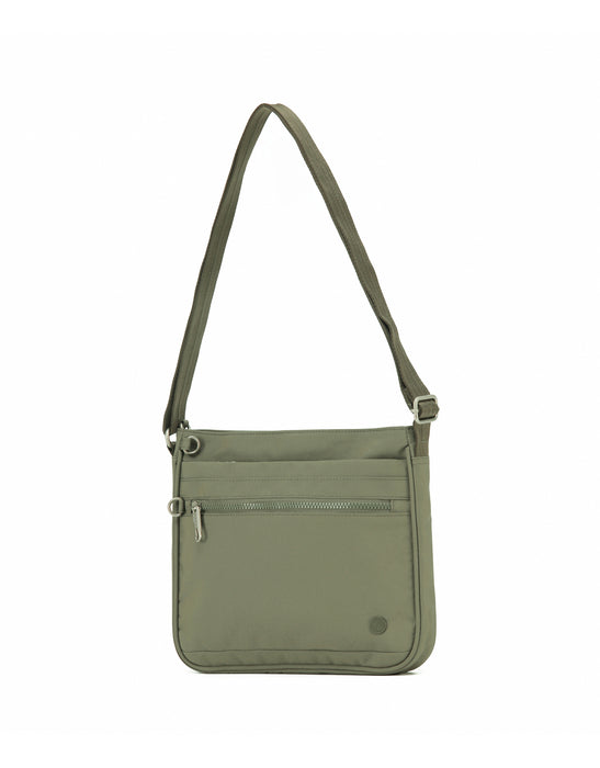 Anti-Theft Square Large Shoulder Bag with Handle - Khaki