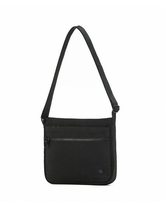 Anti-Theft Square Large Shoulder Bag with Handle - Black