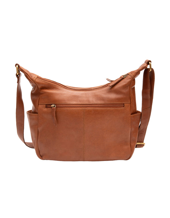 Large Leather Cross Body Bag - Tan