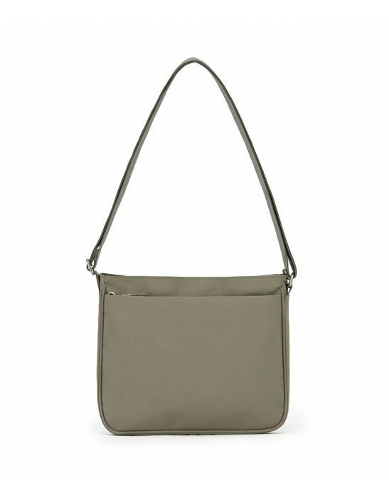 Anti-Theft Square Large Shoulder Bag with Handle - Taupe