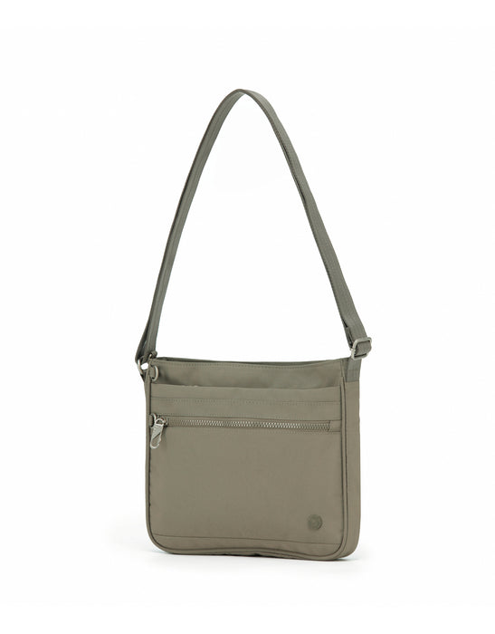 Anti-Theft Square Large Shoulder Bag with Handle - Taupe