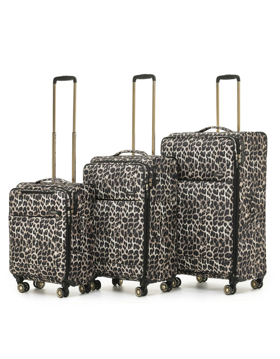 So Lite Soft Suitcase 3 Piece Set - Leopard