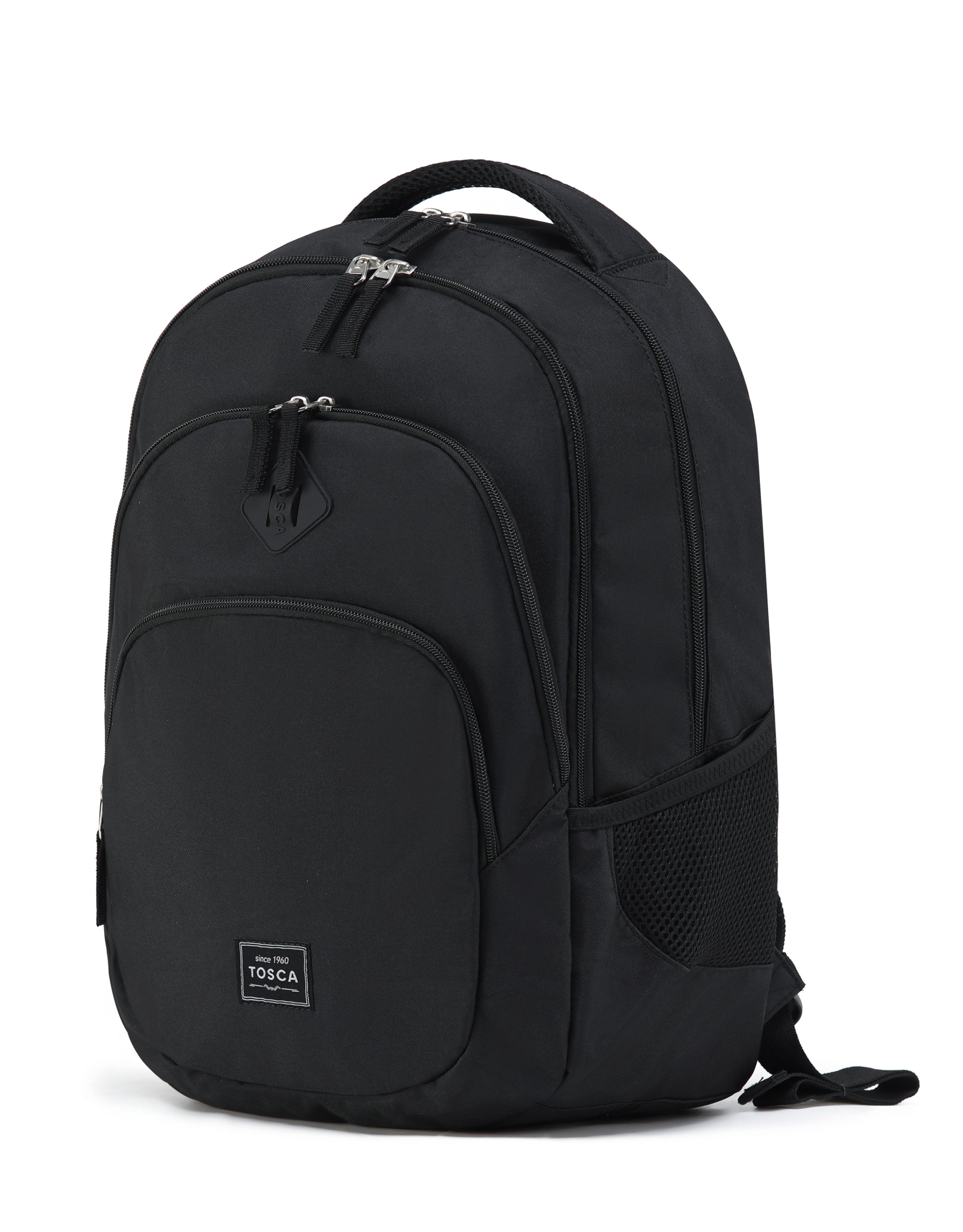 Tosca Backpack Black Vegan Leather Handbag Rucksack Day Travel Brand New‎ Tosca Blu Black/Red Large Western Applique Flap Backpack  main image 3