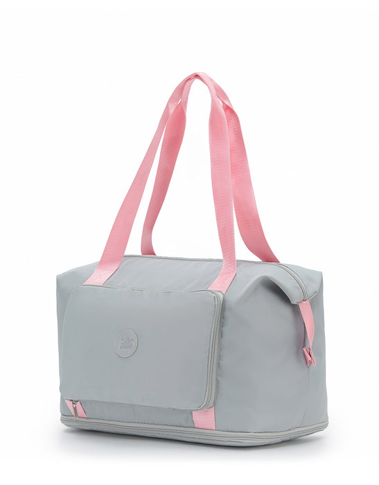 Foldable & Expandable Travel Tote - Grey/Pink