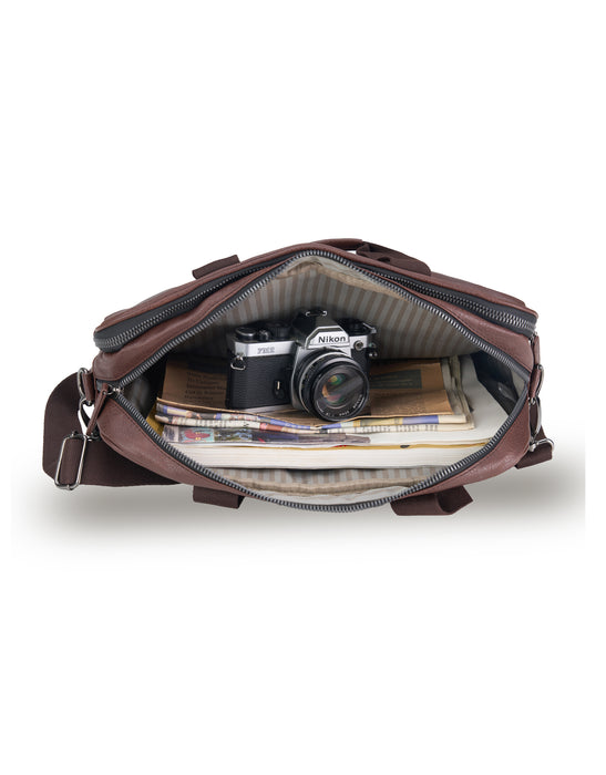 Vegan Leather Business Bag - Chocolate
