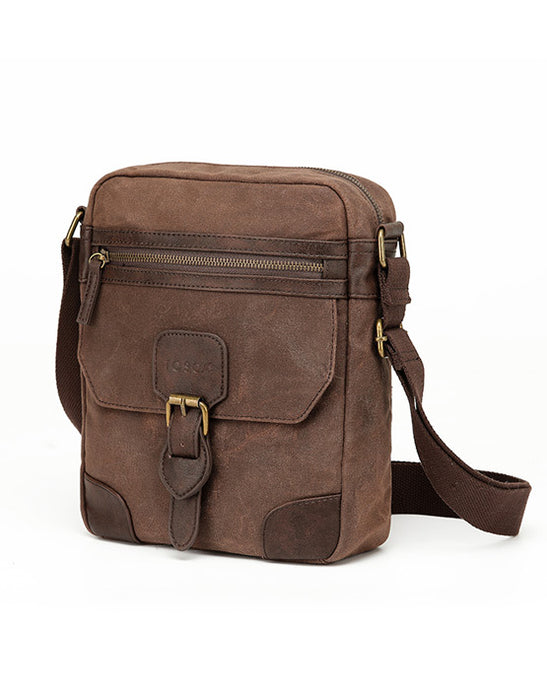 Waxed Canvas Cross Bag - Brown