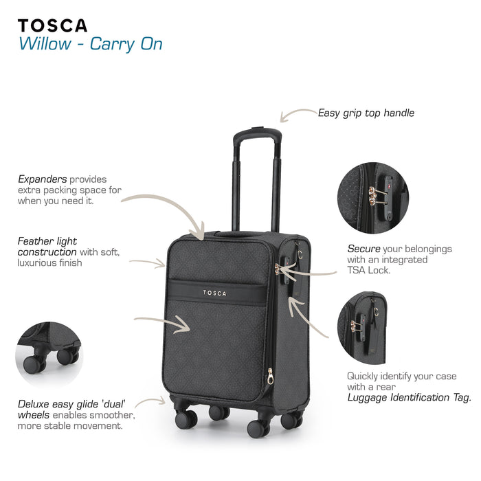 Willow 55cm Small PU Case Carry On - Caviar