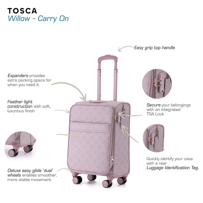 Willow 55cm Small PU Case Carry On - Misty Rose