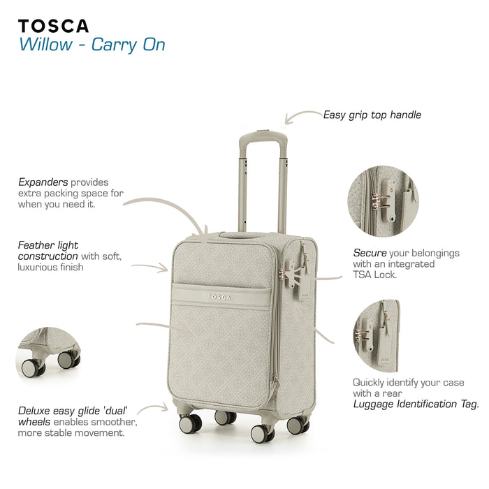 Willow 55cm Small PU Case Carry On - Vanilla