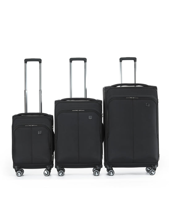 Grange 3 Piece Soft Suitcase Set - Black