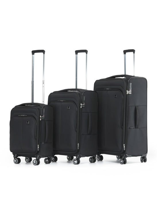 Grange 3 Piece Soft Suitcase Set - Black